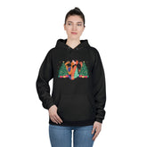 Christmas Couple Hoodie – Cozy Holiday Kiss Pullover with Trees & Gifts