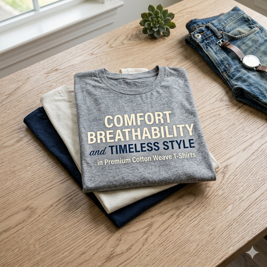 Comfort Breathability and Timeless Style in Premium Cotton Weave t Shirts