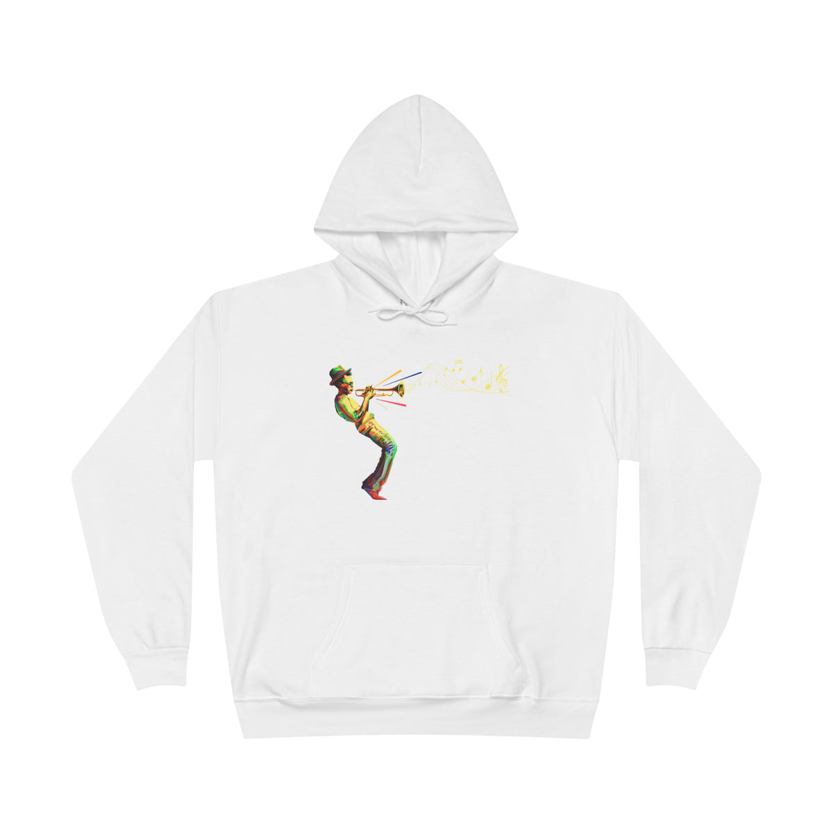 Trombone Player Graphic Hoodie — Vintage Jazz Musician Illustration Pullover