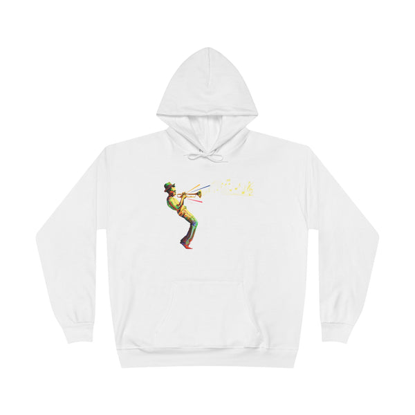 Trombone Player Graphic Hoodie — Vintage Jazz Musician Illustration Pullover