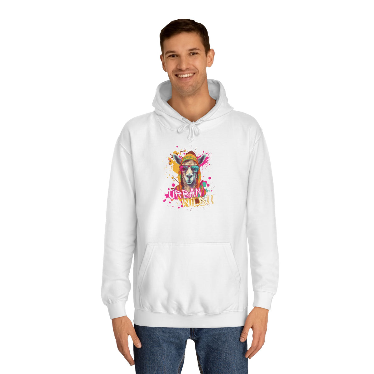 College Hoodie - Colorful Llama 'Dream On' Graphic Pullover