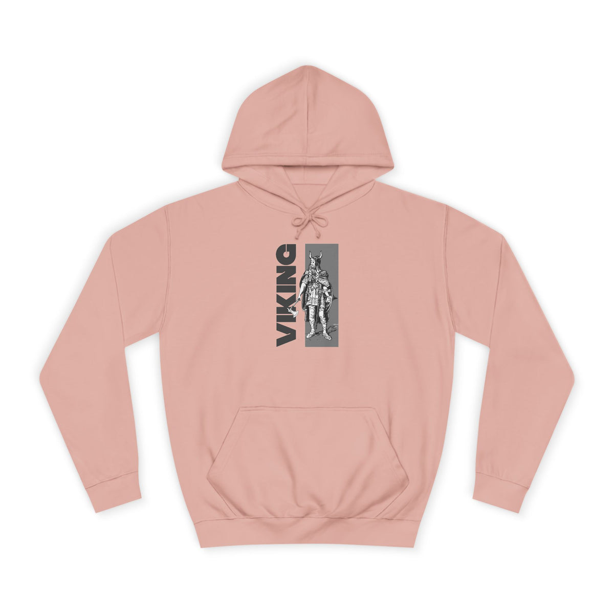 Viking Graphic Hoodie – Vertical 'VIKING' Text with Norse Warrior Design
