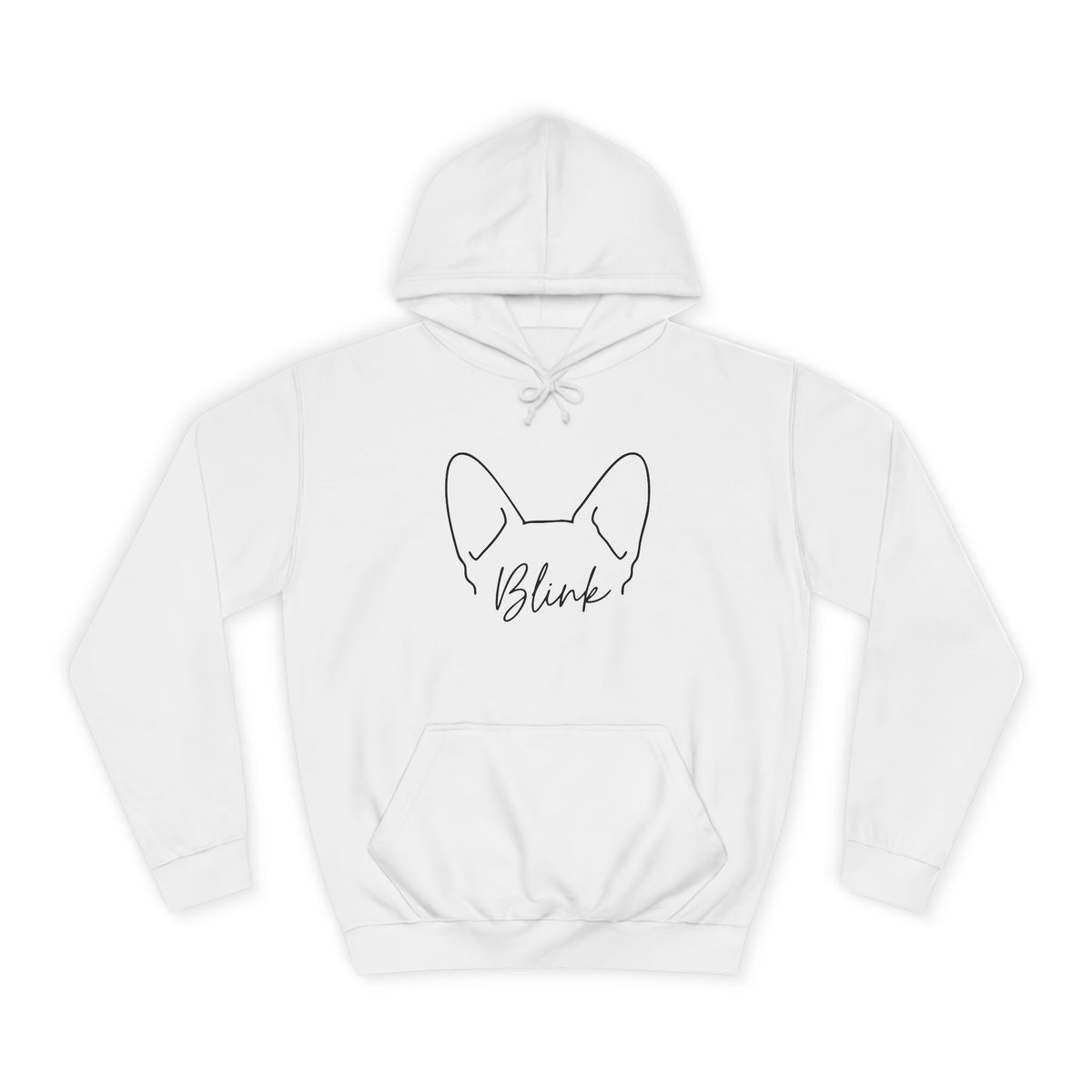 College Hoodie with Minimal Line Art Fox Ears