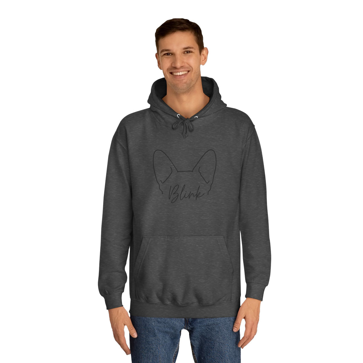 College Hoodie with Minimal Line Art Fox Ears