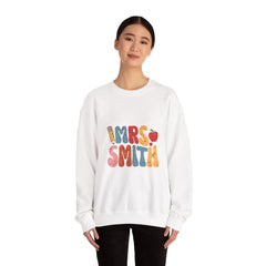 Mrs. Smith Teacher Sweatshirt — Cute Colorful Pencil & Apple Design