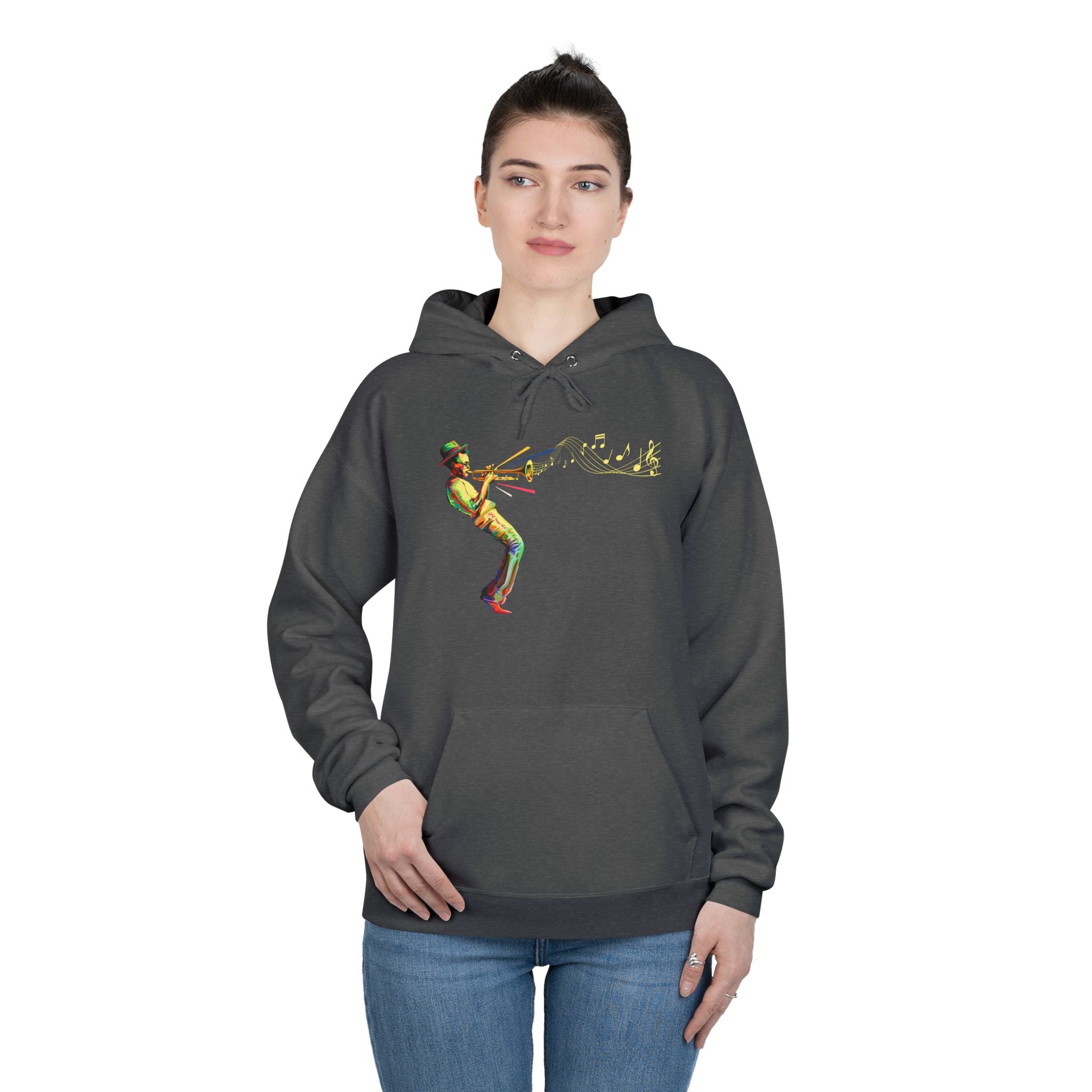 Trombone Player Graphic Hoodie — Vintage Jazz Musician Illustration Pullover Secondary image