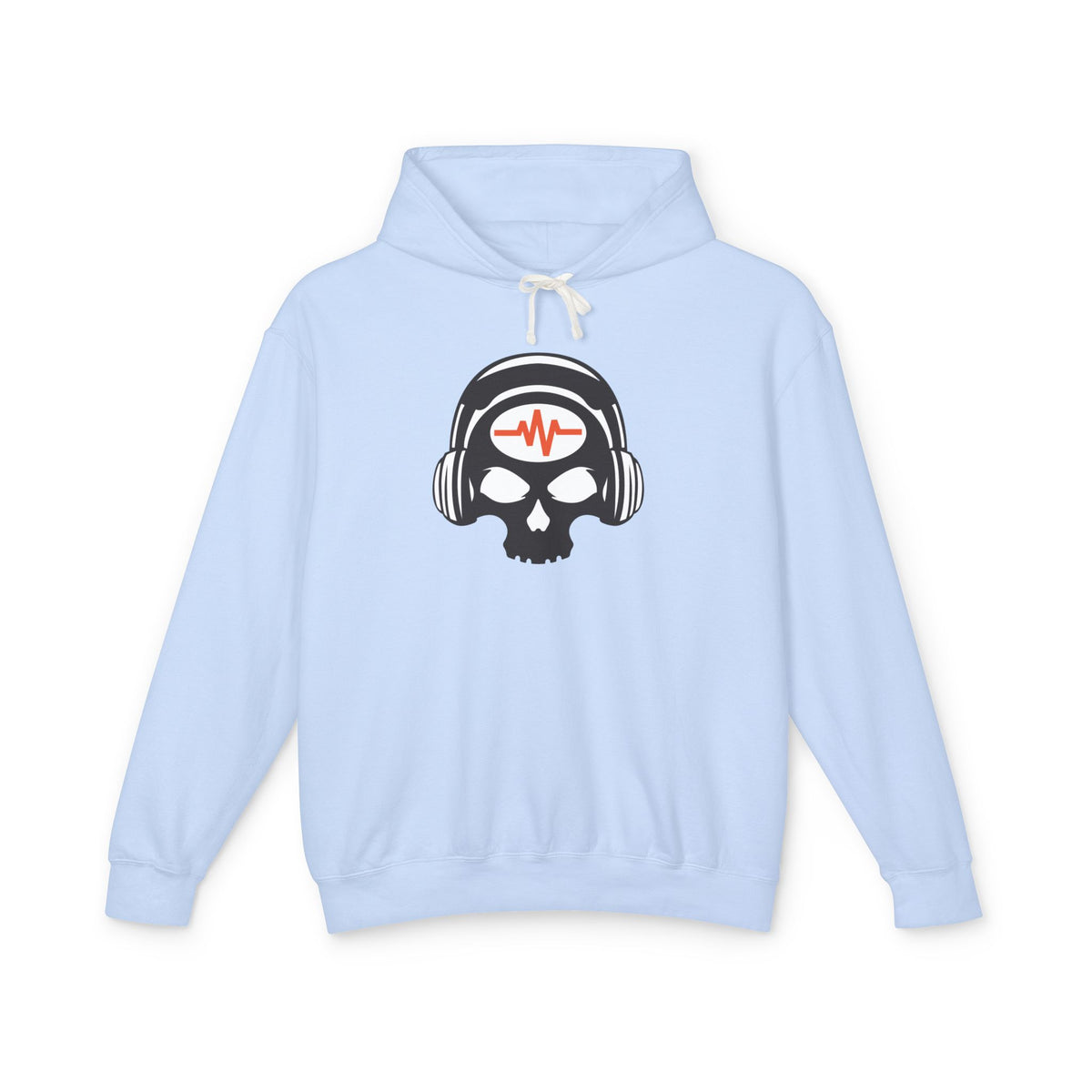 Skull Headphones Hoodie — DJ / Music Lover Lightweight Pullover