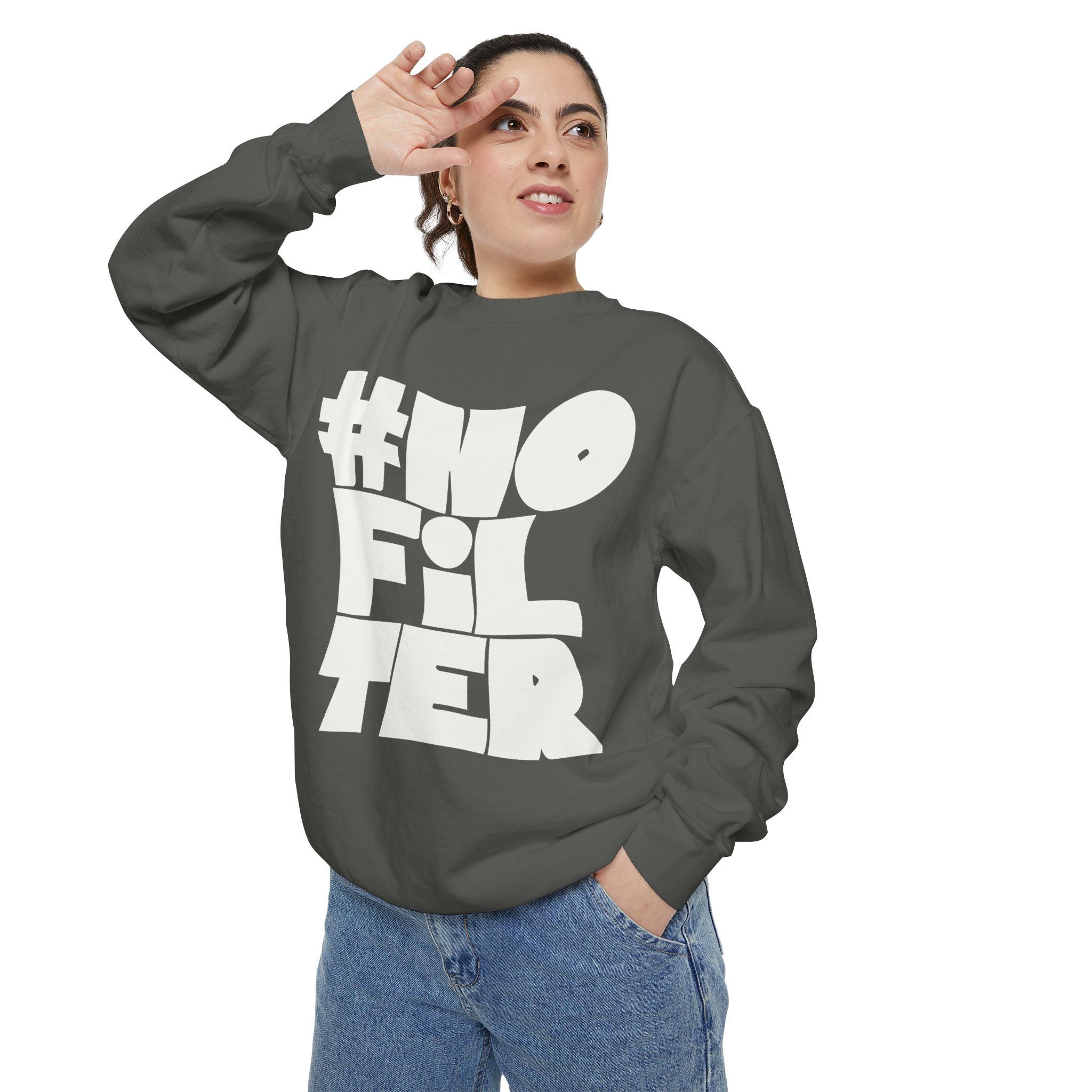 #NOFILTER Graphic Sweatshirt — Bold Retro Lettering Crewneck Secondary image