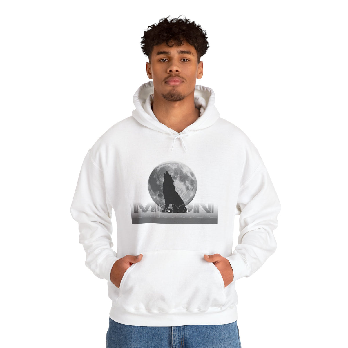 Hoodie — Moonlit Wolf Silhouette Hoodie (“MOON” Graphic)