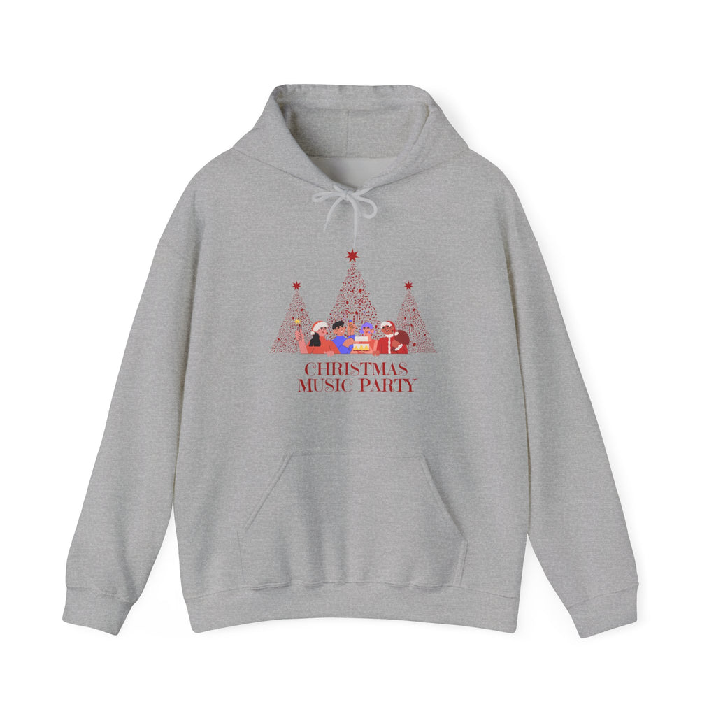 Christmas Music Party Hoodie — Festive Tree Carolers Holiday Sweatshirt
