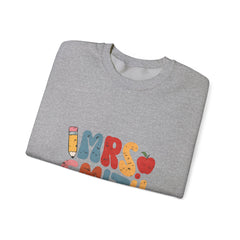 Mrs. Smith Teacher Sweatshirt — Cute Colorful Pencil & Apple Design