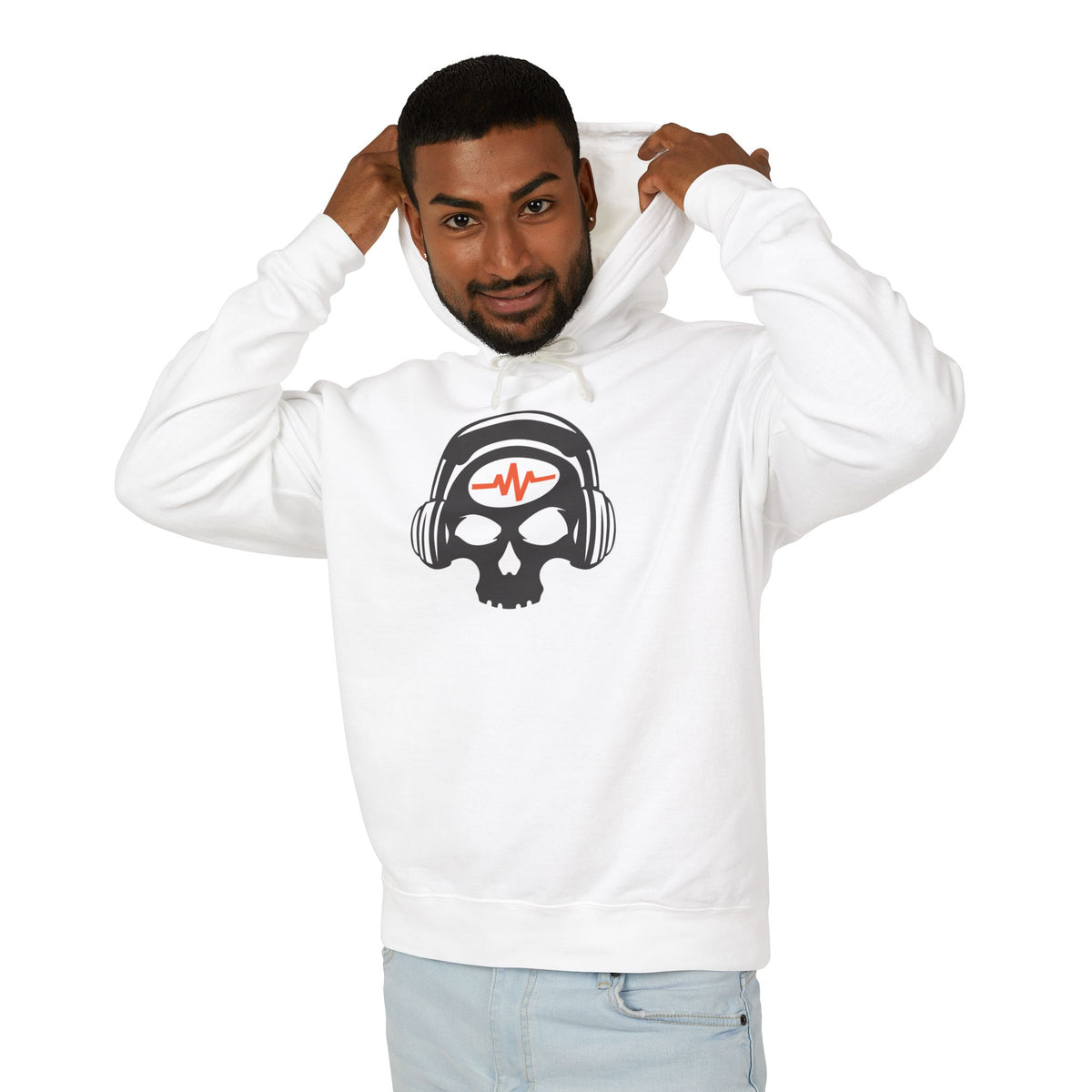 Skull Headphones Hoodie — DJ / Music Lover Lightweight Pullover