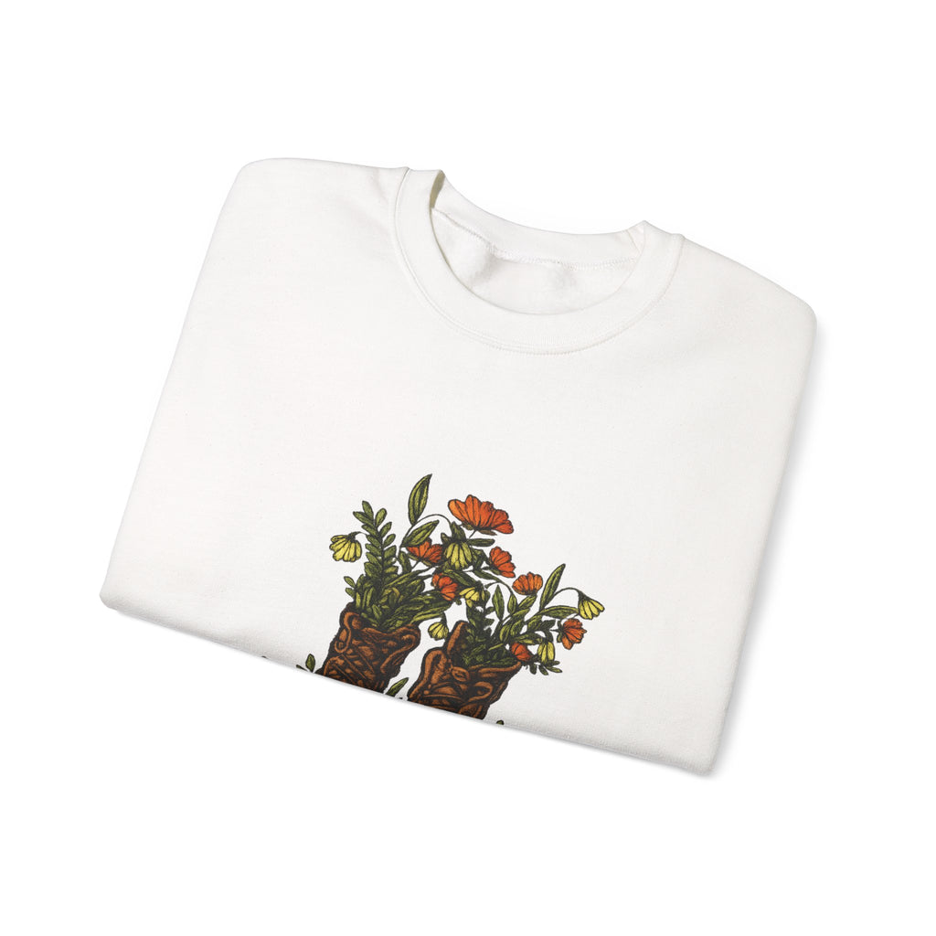 Floral Cowboy Boots Crewneck Sweatshirt
