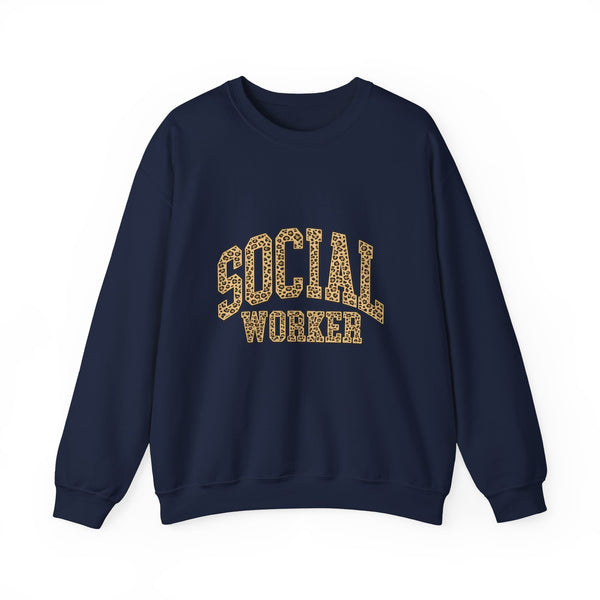 Social Worker Leopard Print Crewneck Sweatshirt