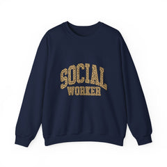 Social Worker Leopard Print Crewneck Sweatshirt