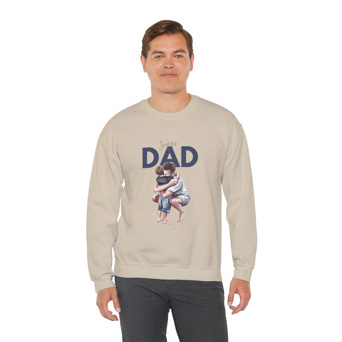 Dad Hug Crewneck Sweatshirt – "Best Dad" Hugging Kids Graphic