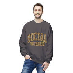 Social Worker Leopard Print Crewneck Sweatshirt