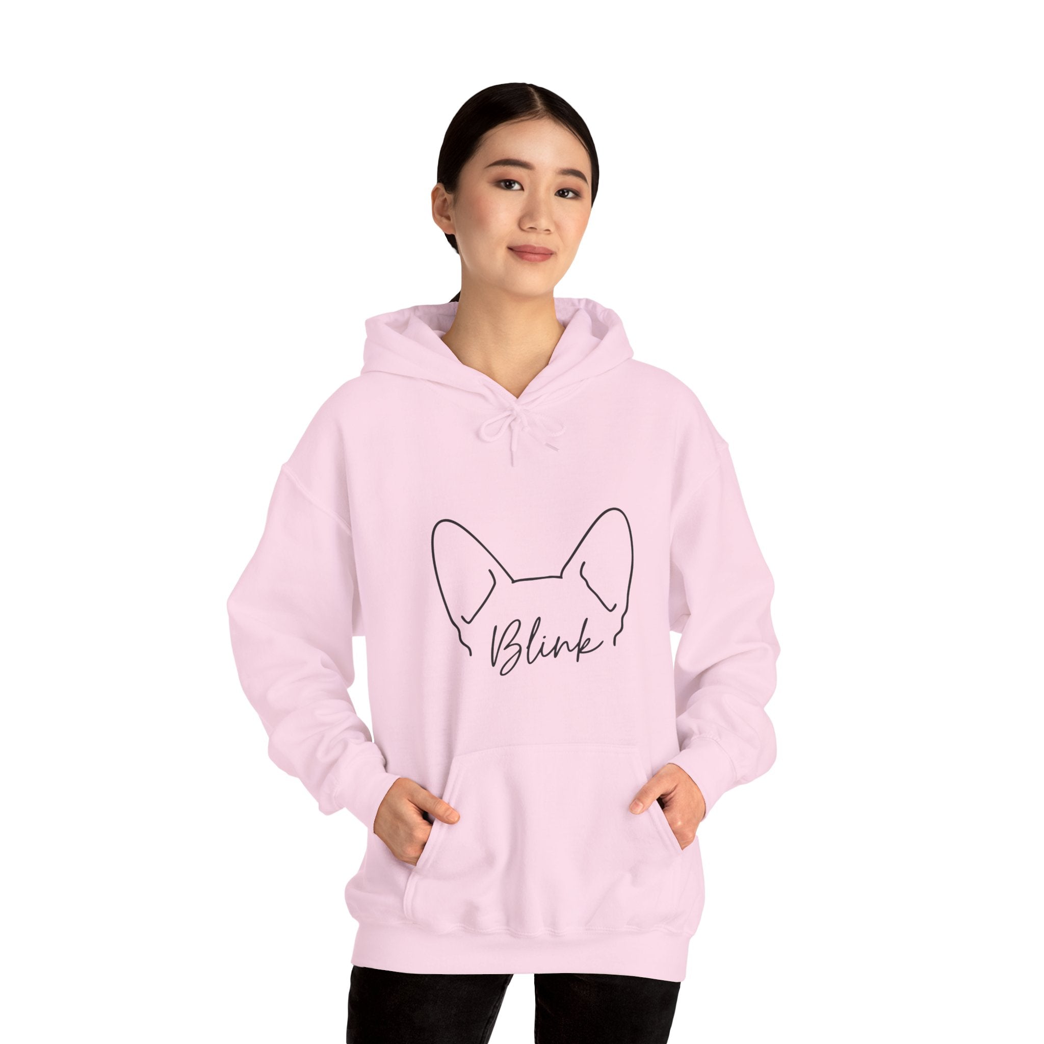 Dog Ears 'Blink' Minimalist Hoodie – Cute Frenchie Paw-Print Graphic Sweatshirt Secondary image