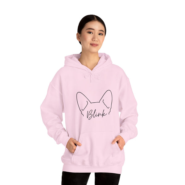 Dog Ears 'Blink' Minimalist Hoodie – Cute Frenchie Paw-Print Graphic Sweatshirt