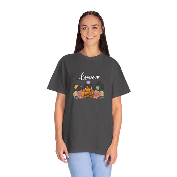 Halloween Pumpkin Floral "Love" T-Shirt