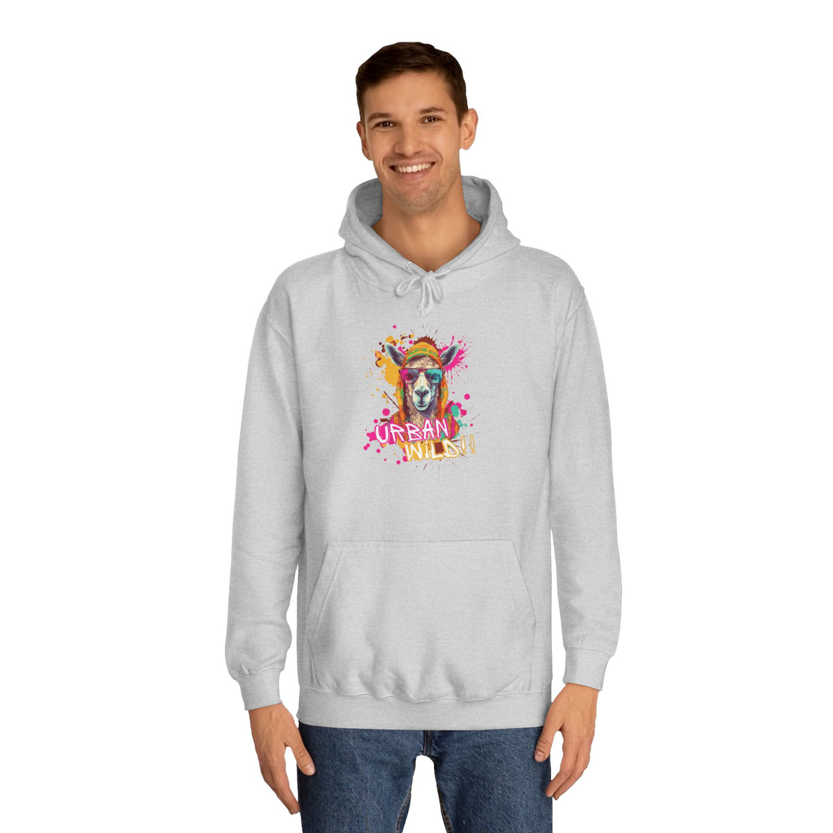 College Hoodie - Colorful Llama 'Dream On' Graphic Pullover