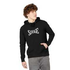 Savage Graphic Hoodie — Bold White Text Pullover