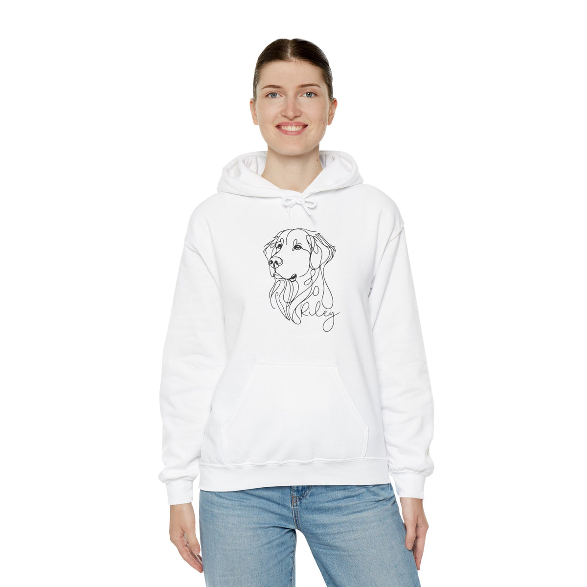 Dog Sketch Hoodie - Personalized 'Riley' Line Art Pet Portrait Sweatshirt
