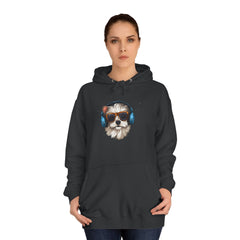 Dog with Headphones Hoodie – Cute Music-Loving Puppy College Sweatshirt