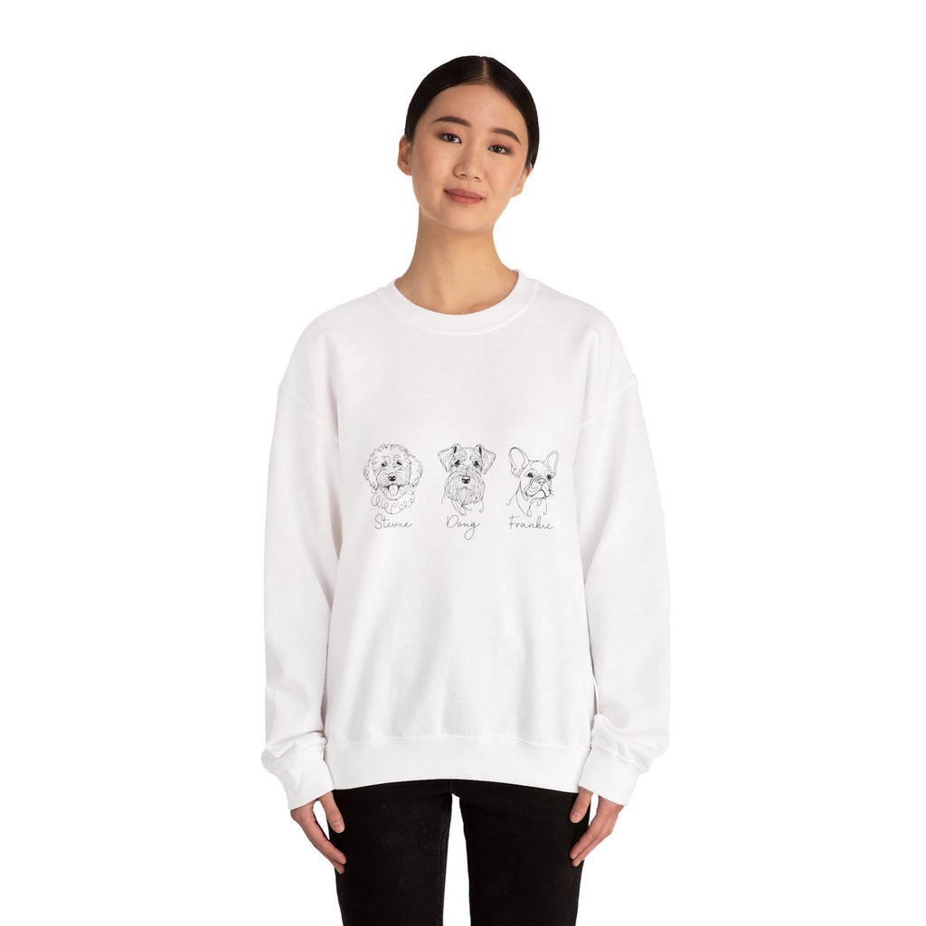 Crewneck Sweatshirt — Minimal Dog Sketches (Snoopy, Charlie, Friends)