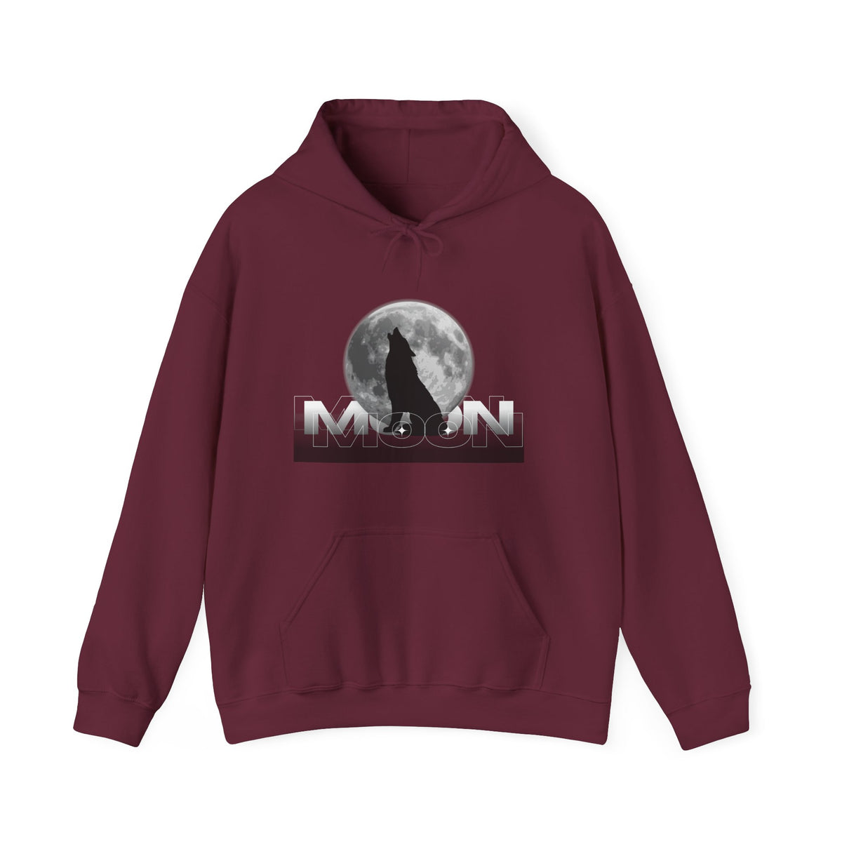 Hoodie — Moonlit Wolf Silhouette Hoodie (“MOON” Graphic)