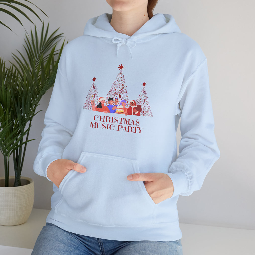 Christmas Music Party Hoodie — Festive Tree Carolers Holiday Sweatshirt