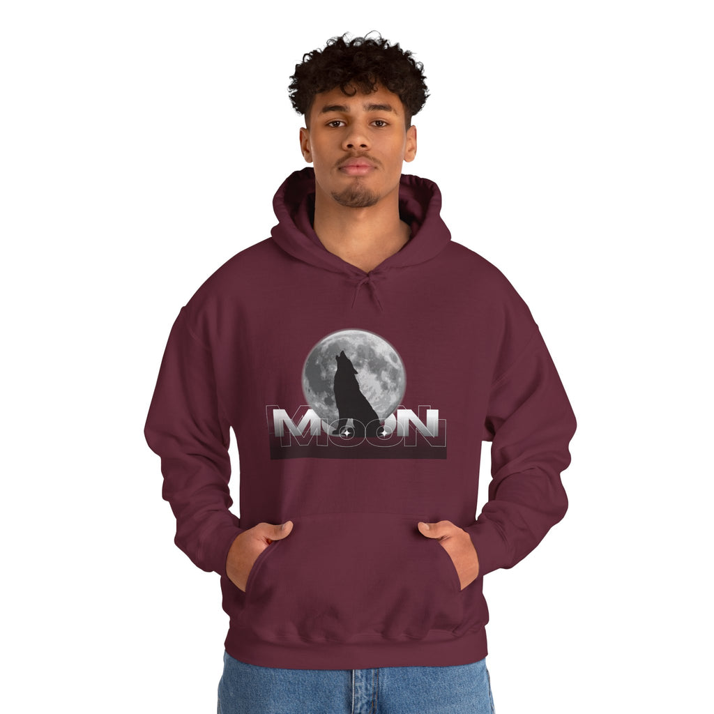 Hoodie — Moonlit Wolf Silhouette Hoodie (“MOON” Graphic)