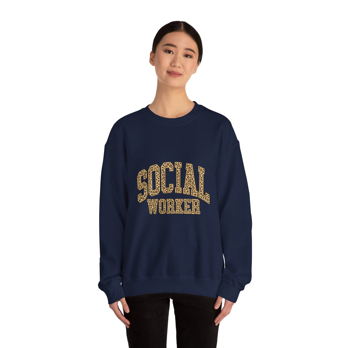 Social Worker Leopard Print Crewneck Sweatshirt