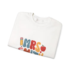 Mrs. Smith Teacher Sweatshirt — Cute Colorful Pencil & Apple Design