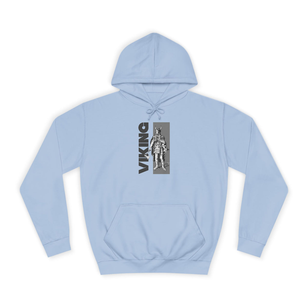Viking Graphic Hoodie – Vertical 'VIKING' Text with Norse Warrior Design