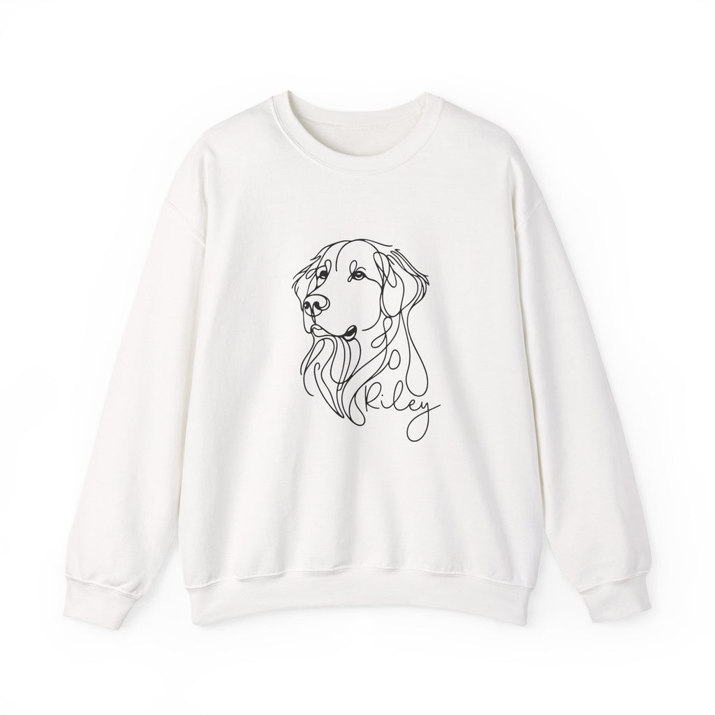 Dog Line Art Crewneck Sweatshirt — Personalized "Riley" Graphic