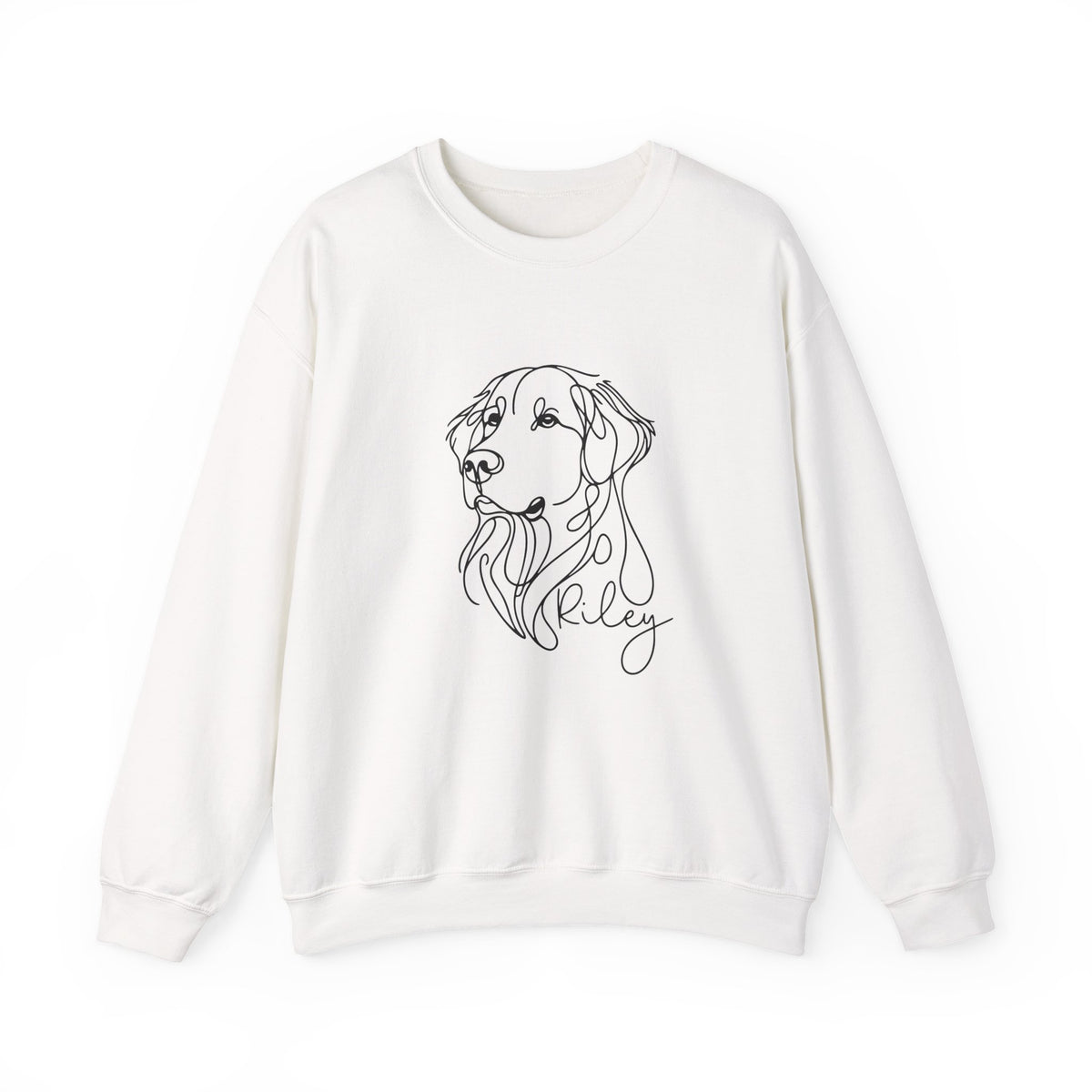 Dog Line Art Crewneck Sweatshirt — Personalized "Riley" Graphic