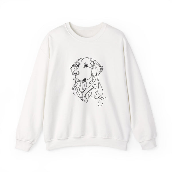 Dog Line Art Crewneck Sweatshirt — Personalized "Riley" Graphic