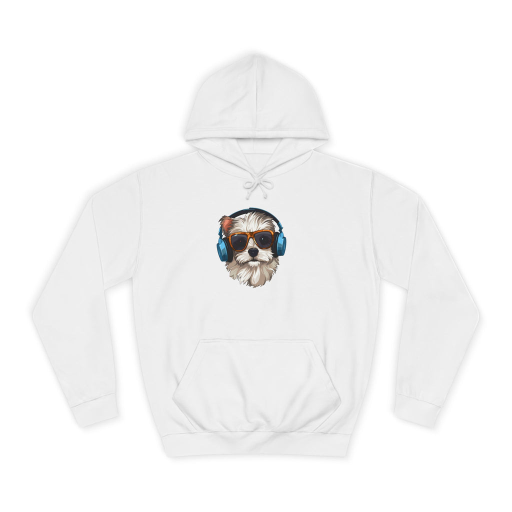 Dog with Headphones Hoodie – Cute Music-Loving Puppy College Sweatshirt