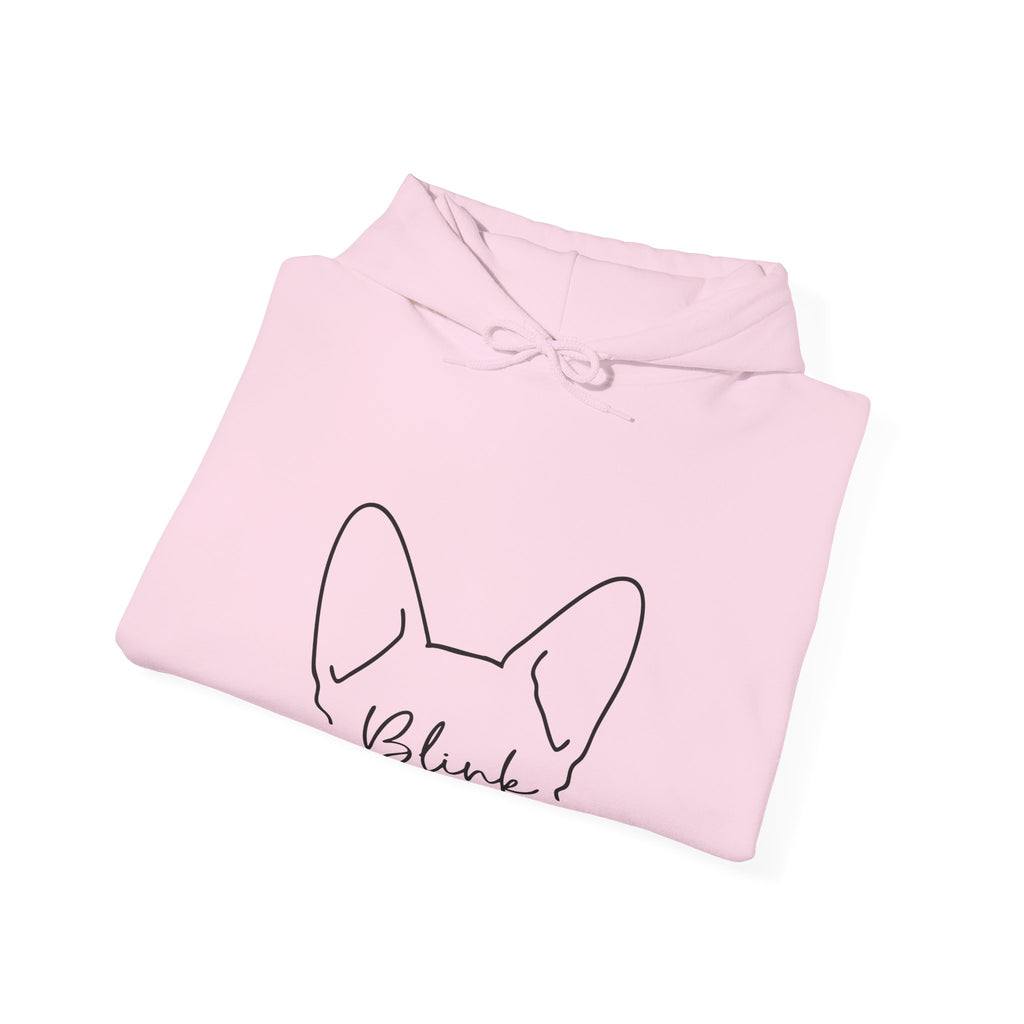 Dog Ears 'Blink' Minimalist Hoodie – Cute Frenchie Paw-Print Graphic Sweatshirt