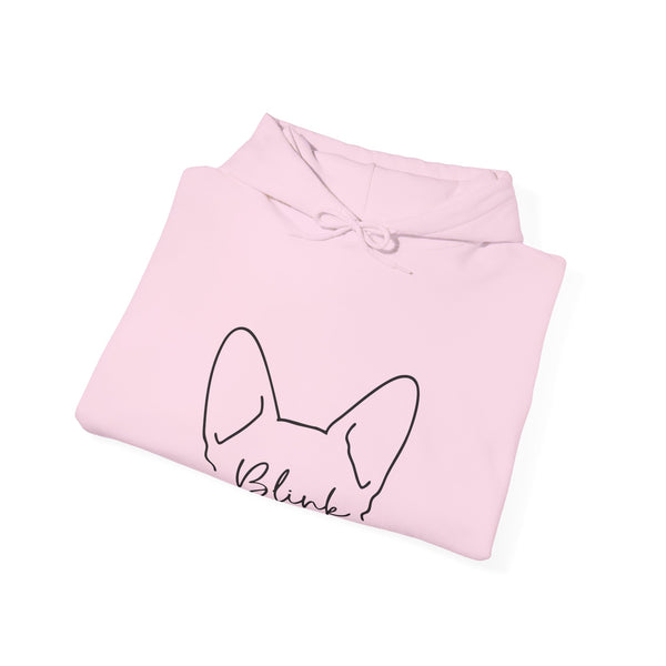 Dog Ears 'Blink' Minimalist Hoodie – Cute Frenchie Paw-Print Graphic Sweatshirt