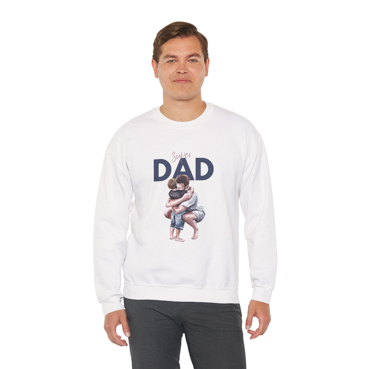 Dad Hug Crewneck Sweatshirt – "Best Dad" Hugging Kids Graphic Main image