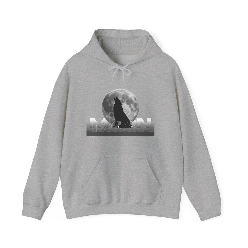 Hoodie — Moonlit Wolf Silhouette Hoodie (“MOON” Graphic)
