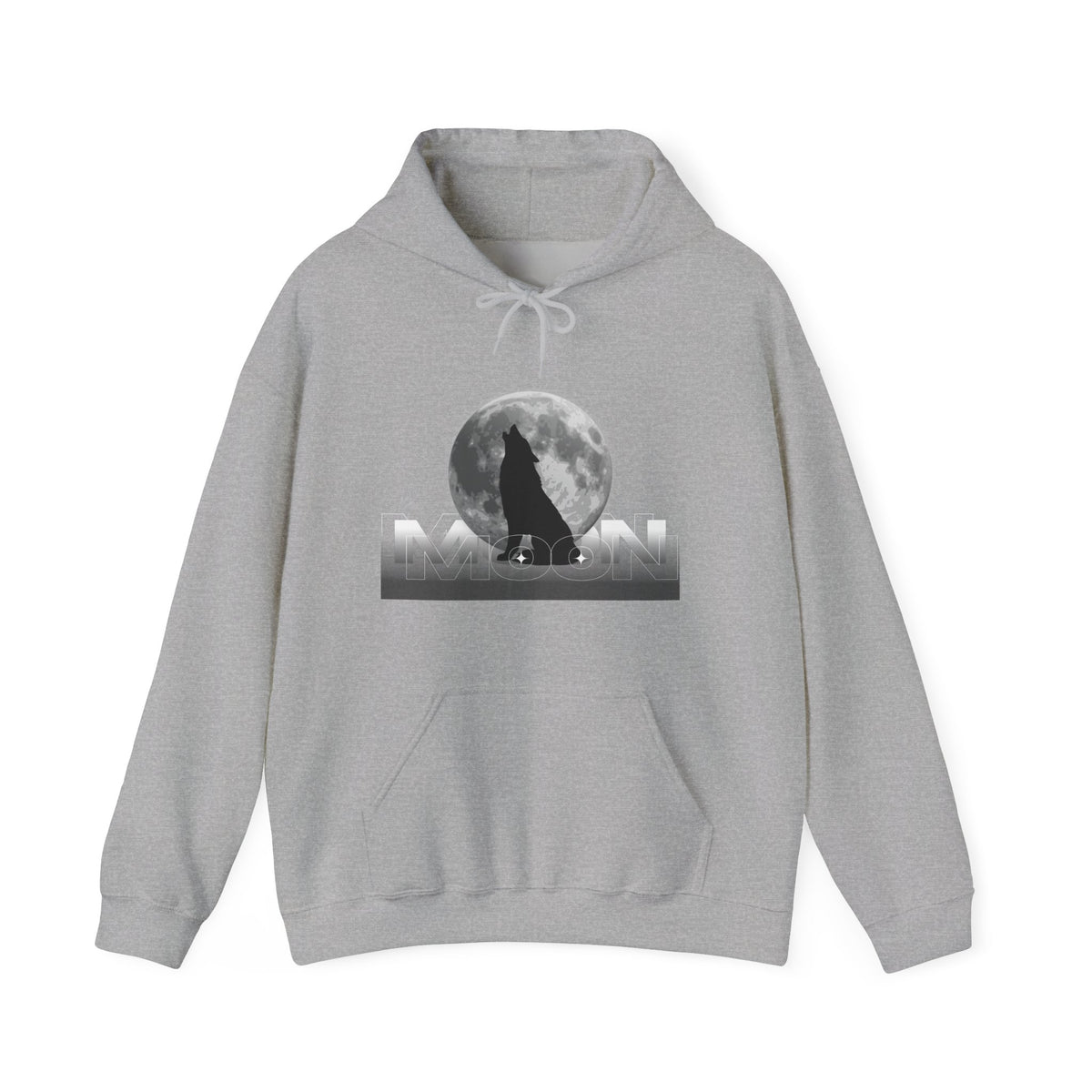 Hoodie — Moonlit Wolf Silhouette Hoodie (“MOON” Graphic)