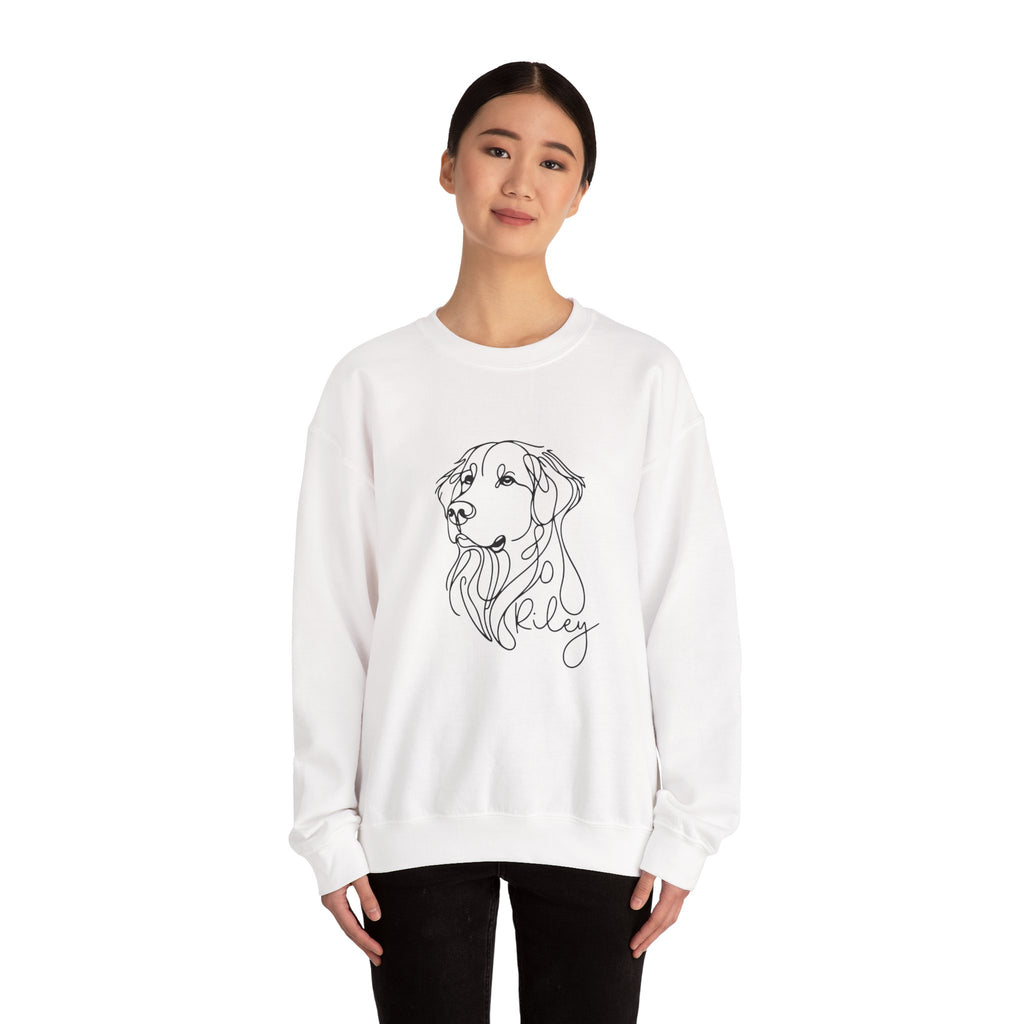 Dog Line Art Crewneck Sweatshirt — Personalized "Riley" Graphic