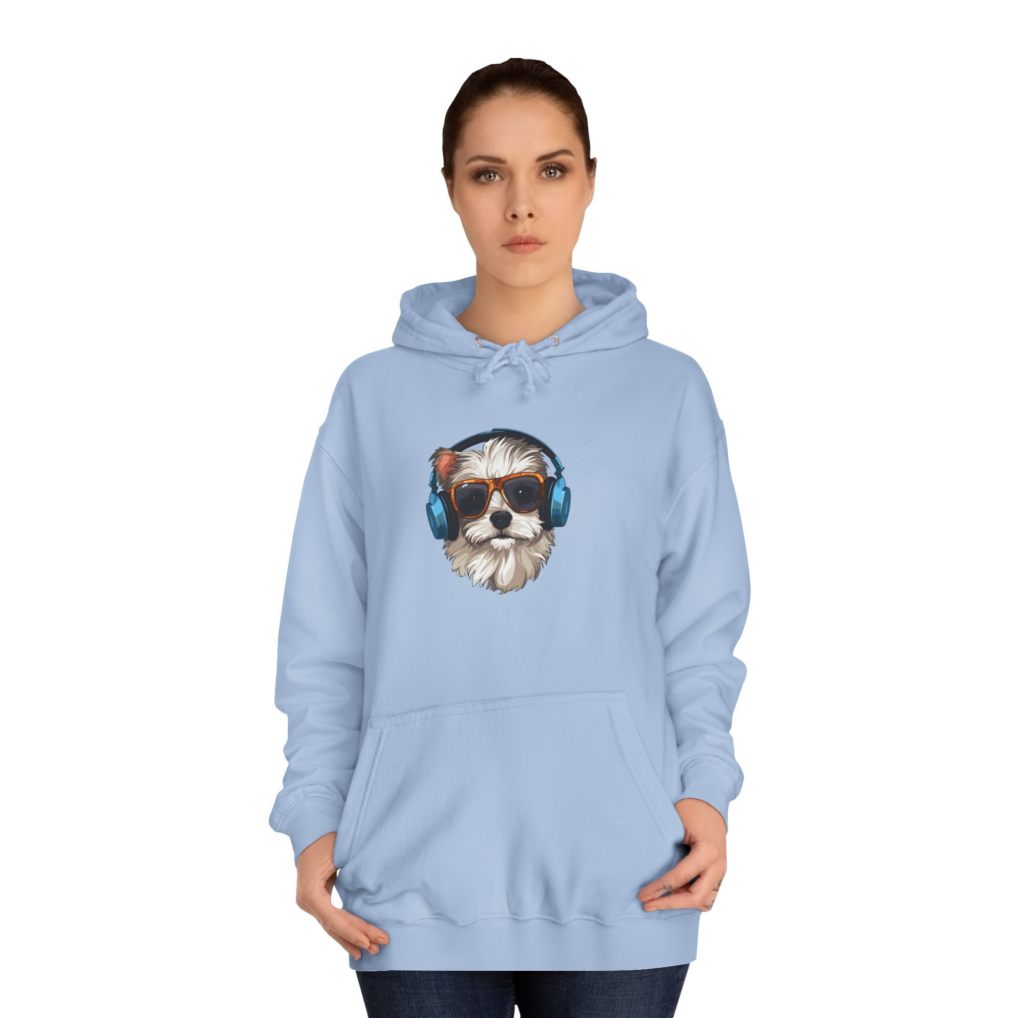 Dog with Headphones Hoodie – Cute Music-Loving Puppy College Sweatshirt Secondary image