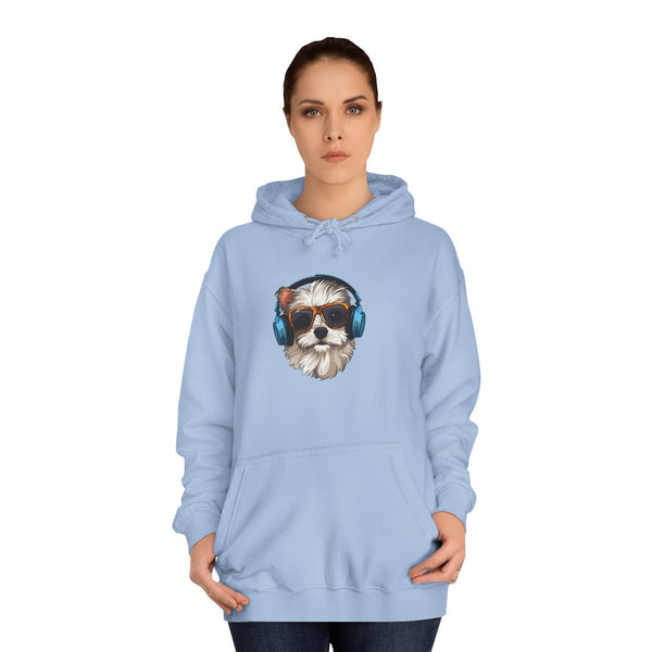 Dog with Headphones Hoodie – Cute Music-Loving Puppy College Sweatshirt