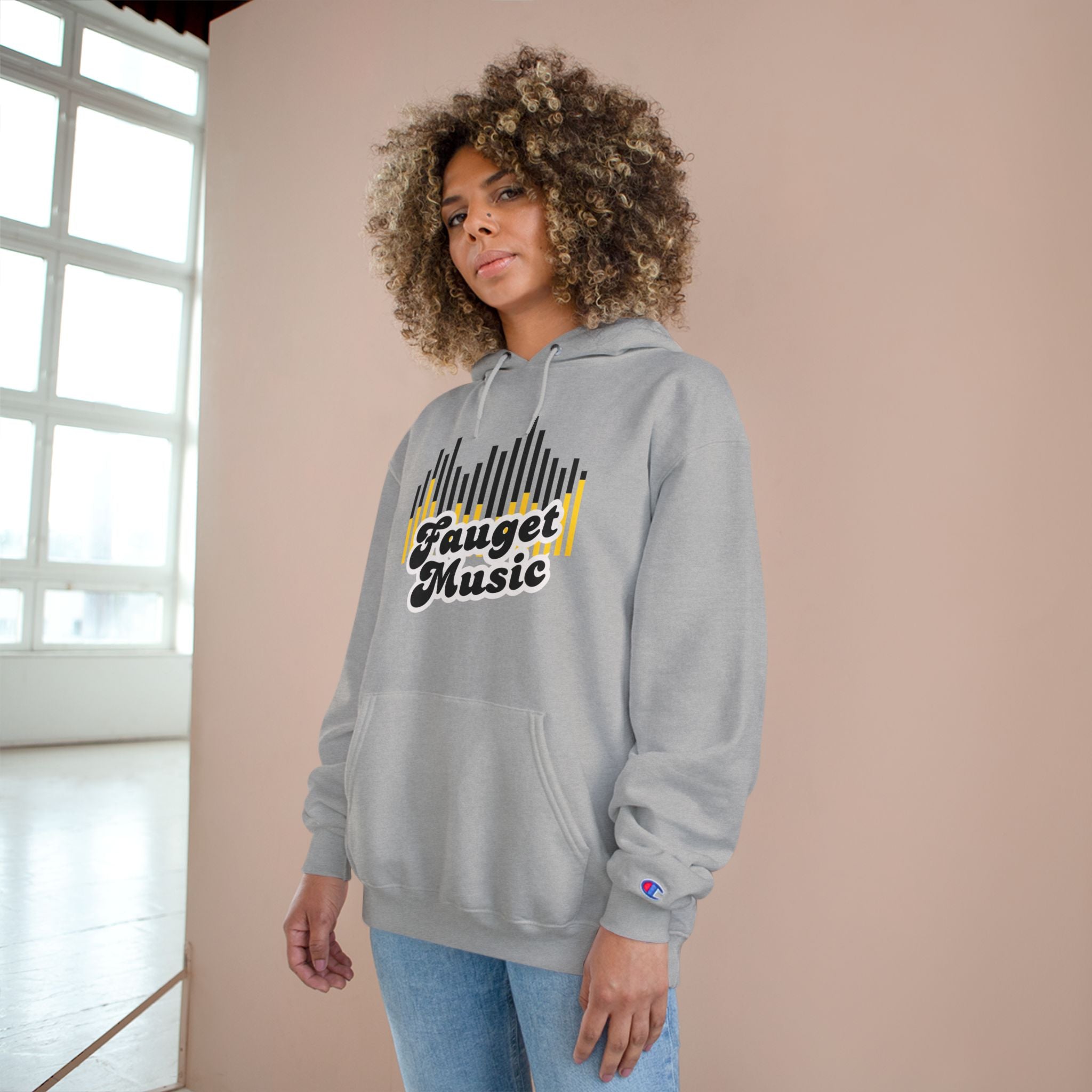 Faugel Music Hoodie — Vintage Soundwave Logo Champion-Style Pullover Secondary image