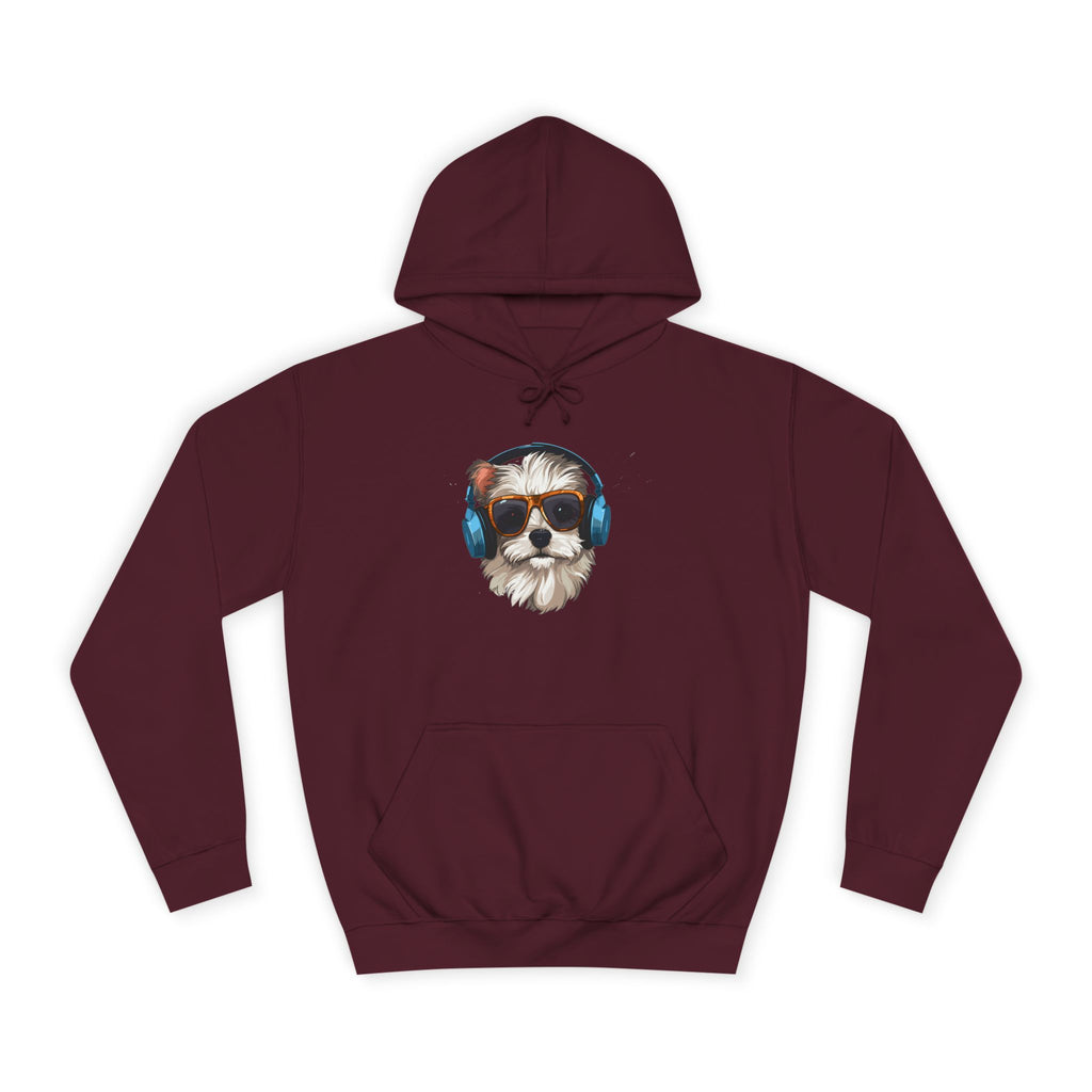 Dog with Headphones Hoodie – Cute Music-Loving Puppy College Sweatshirt
