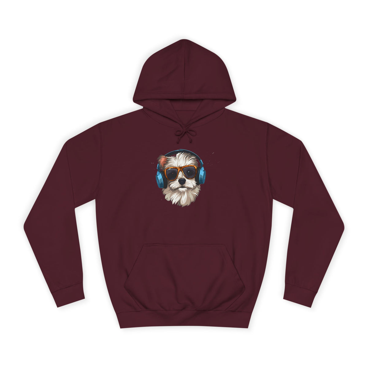 Dog with Headphones Hoodie – Cute Music-Loving Puppy College Sweatshirt